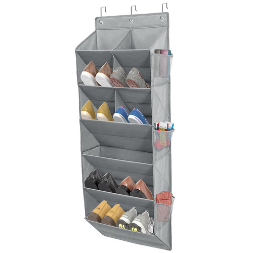 DEYILIAN Shoe Rack for Door, Over The Door Shoe Organizer with 6 Tier Large Deep Pockets & 6 Mesh Bags, Hanging Shoe Organizer for Closet Narrow Shoe Holder for Back of Door, Dorm, Camper - Gray DEYILIAN Shoe Rack for Door, Over The Door Shoe Organizer with 6 Tier Large Deep Pockets & 6 Mesh Bags, Hanging Shoe Organizer for Closet Narrow Shoe Holder for Back of Door, Dorm, Camper - Gray