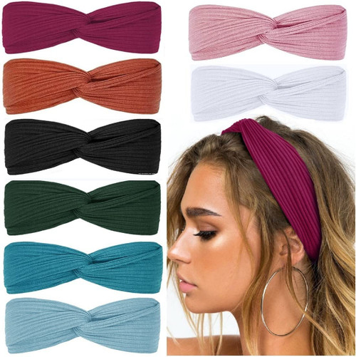 Huachi Headbands for Women Twist Knotted Boho Stretchy Hair Bands for Girls Criss Cross Turban Plain Headwrap Yoga Workout Vintage Hair Accessories, Solid Color, 8Pcs Huachi Headbands for Women Twist Knotted Boho Stretchy Hair Bands for Girls Criss Cross Turban Plain Headwrap Yoga Workout Vintage Hair Accessories, Solid Color, 8Pcs
