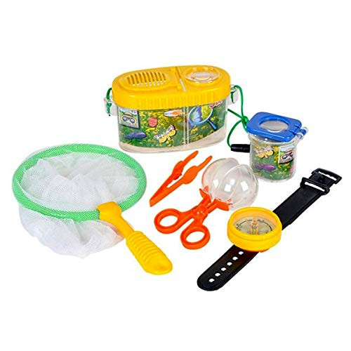 Bug Catcher Set, 6 Pcs, Outdoor Toys for Kids, Catch & Release Backyard Game | Includes Butterfly Net, Bug Carrier, Tweezer, Compass & Transfer Capsule | Great Christmas or Birthday Gift for 3 years +