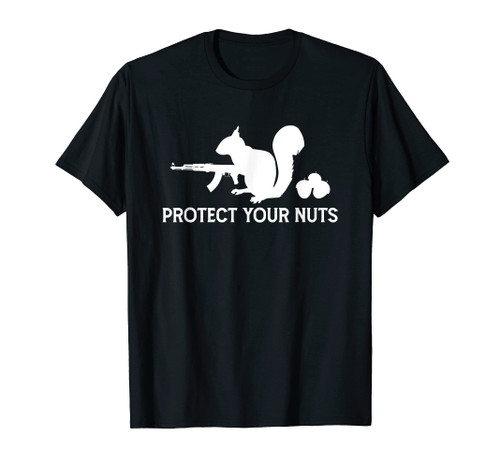 Protect Your Nuts Squirrel Warrior Gun Fighter T-Shirt
