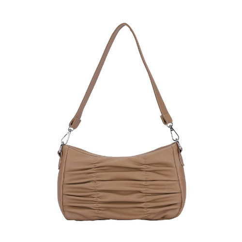 Cloud Bag Brown Dumpling Crossbody Bag Clutch Purse for Women Ruched Leather Hobo Shoulder Bag Small Satchel Handbag