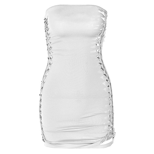 Dresses for Wedding Guest Women's Sexy Bag Hip Dress Side Hollowed Out Stitching Lace Up Wrapped Chest Slim Solid Color Dresses for Wedding Guest Women's Sexy Bag Hip Dress Side Hollowed Out Stitching Lace Up Wrapped Chest Slim Solid Color