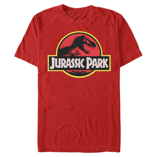 Jurassic Park Men's Classic Movie Logo T-Shirt, Red, X-Large
