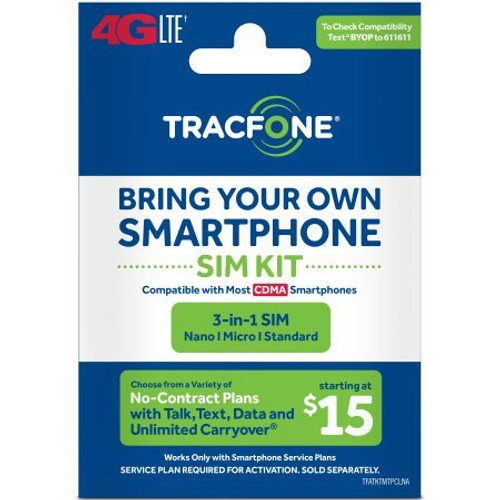 Tracfone - Bring Your Own Phone "CDMA" 3-in-1 Sim Card Kit (4G LTE) - "Verizon" Compatible