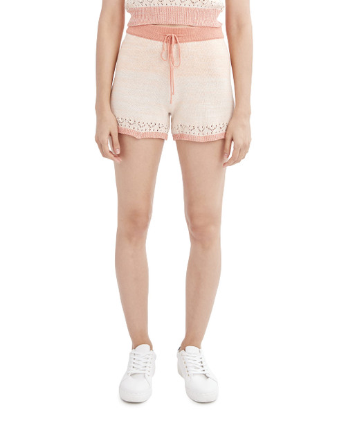 BCBGeneration womens Relaxed Drawstring Tie Waist Sweater Shorts, Peach Multi, XX-Small US