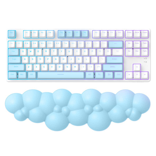 MANBASNAKE Keyboard Cloud Wrist Rest,PU High Density Memory Foam with Non-Slip Base for Typing Pain Relief,Ergonomic Keyboard Pad with Wrist Support for Home Office/Computer/Laptop/Gaming/Mac-Blue