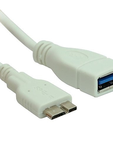 USB 3.0 Female to Micro USB 3.0 Male Cable OTG Data Sync Cable Cord Wire Adapter for Samsung Galaxy S5 Note3 , white