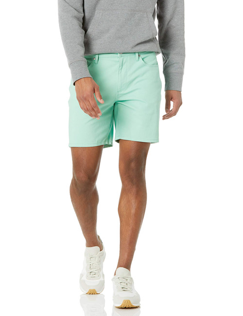 Amazon Essentials Men's Slim-Fit 7" Inseam Stretch 5-Pocket Short, Mint Green, 31