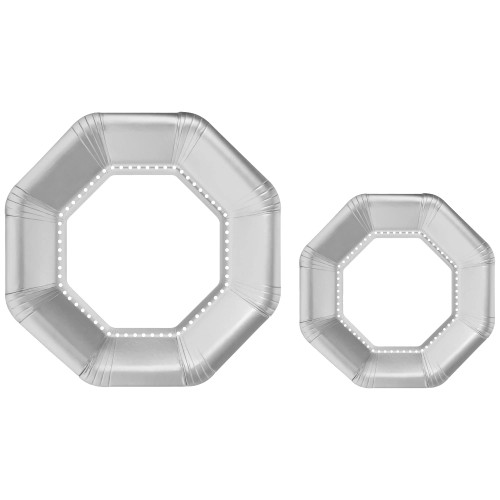 amscan Multipack Octagon-Shaped Paper Plates - 10.5" | Silver | Pack of 20