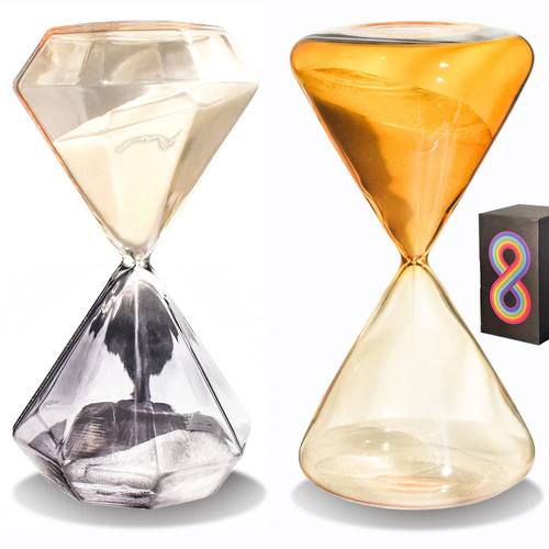 Hourglass Sand Timer Hour Glass with Sand 30 Minute Sand Timers & Hour Glasses 60 Minutes Hourglass Timer Decor Set of 2 Clock Sand Clock, Hour Glasses Decorative Sand Watch for Yoga,Kitchen Timer
