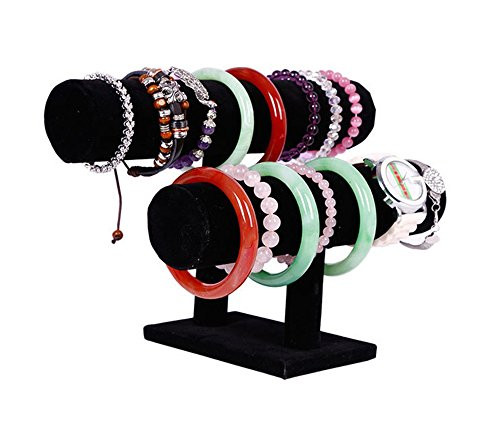 Wuligirl 2 Tier Velvet Bracelet Watch Jewelry Display Stand Tower for Necklace Bangle Storage Organizer(2 Tier) Wuligirl 2 Tier Velvet Bracelet Watch Jewelry Display Stand Tower for Necklace Bangle Storage Organizer(2 Tier)