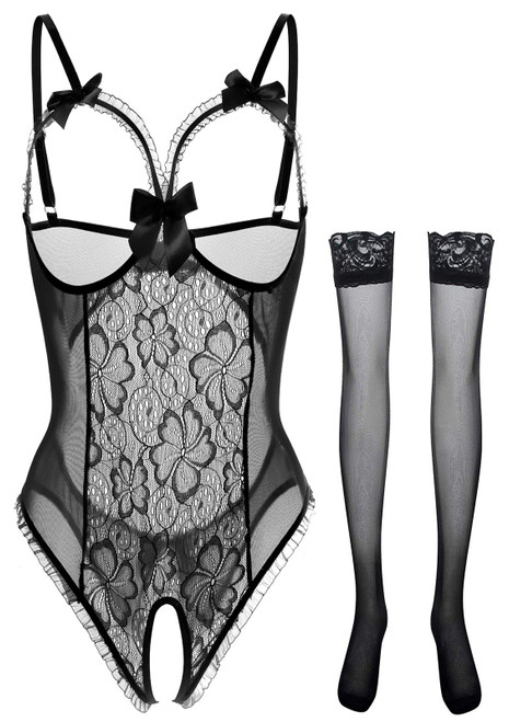 Lingerie for Women One-Piece Teddy Lingerie Sexy Bodysuit Lace Nightie S-3XL(A-Black,2XL) Lingerie for Women One-Piece Teddy Lingerie Sexy Bodysuit Lace Nightie S-3XL(A-Black,2XL)