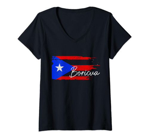 Boricua Puerto Rican Flag Puerto Rico Boriken Pride Roots V-Neck T-Shirt Boricua Puerto Rican Flag Puerto Rico Boriken Pride Roots V-Neck T-Shirt