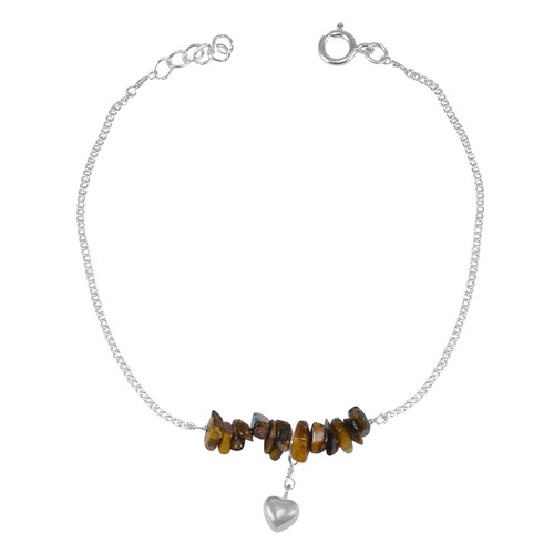 Silvesto India Jewelry Girl's 925 Sterling Silver Tiger Eye Single Piece Anklet Silvesto India Jewelry Girl's 925 Sterling Silver Tiger Eye Single Piece Anklet