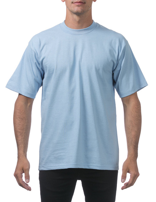 Pro Club Men's Heavyweight Cotton Short Sleeve Crew Neck T-Shirt, Sky Blue, 3X-Large