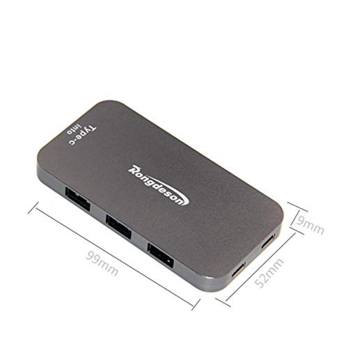 USB 3.0 Hub, 5 Ports Aluminum USB 3.0 Hub Hot Swapping for Windows, Mac OS and Linux Desktop Computer