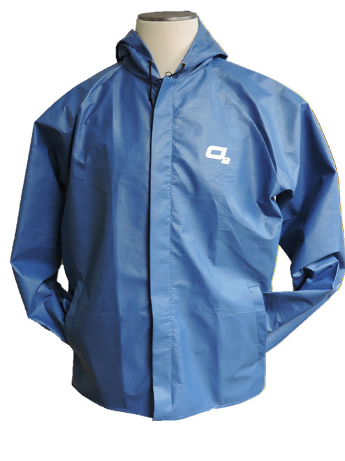 O2 Rainwear Men's Element Series Hooded Jacket, Steel Blue, Large (2022)