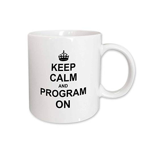 3dRose mug_157757_2 Keep Calm and Program on Carry on Programming Coding Programmer Job Gifts Fun Funny Humor Ceramic Mug, 15-Ounce