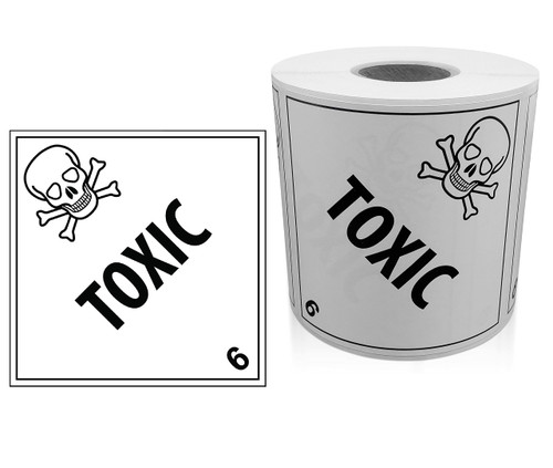 KOVOT - 500 Labels - 4"x4" Toxic DOT (Class 6) Hazardous Materials Warning Labels 500 Dangerous Goods Labels on Roll D.O.T. Adhesive Stickers