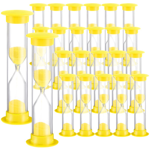 24 Pcs 3 Minutes Sand Timer Kids Timer 3 Mins Timer for Classroom Acrylic Covered Hourglass Clock Toothbrush Sand Timer for School