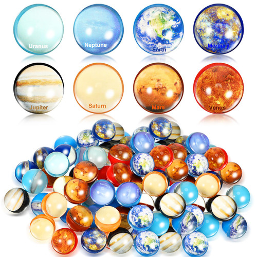 Lenwen 56 Pcs Space Party Favors Planet Bouncy Balls Solar System Toys Balls 30 mm Small Space Rubber Balls High Bouncing Planet Toys for Party Favors, Birthdays Gift Bag Filling, Classroom Prize