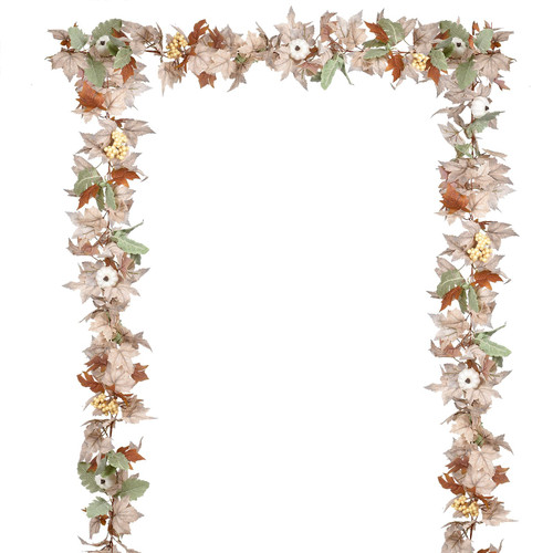 Artiflr Fall Garland Maple Leaf Decoration, 5.8ft Maple Garland Artificial Autumn Foliage Garland with Pumpkins and Berries Thanksgiving Decor for Home Wedding Fireplace Party Christmas