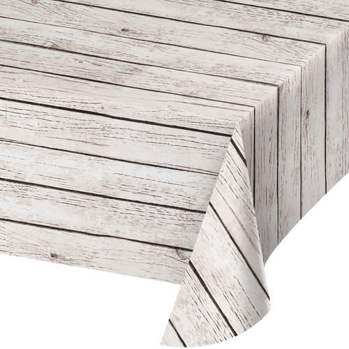 The System Sellers Rustic Wood Grain Plastic Tablecloths, 2 ct (White)