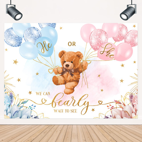 LIGHTINHOME Bear Gender Reveal Backdrop 7Wx5H Feet He or She Pink or Blue Boho Floral We Can Bearly Wait Baby Shower Photography Background Mom-to- be Party Decorations Photo Booth Studio Prop Fabric LIGHTINHOME Bear Gender Reveal Backdrop 7Wx5H Feet He or She Pink or Blue Boho Floral We Can Bearly Wait Baby Shower Photography Background Mom-to- be Party Decorations Photo Booth Studio Prop Fabric