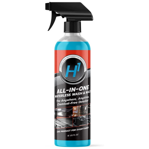 Hyper One Waterless Car Wash and Wax Spray, 16 fl oz, High Glossy Spray Wax for Car Interior and Exterior Detailing, Quick Detailer Spray for Motorcycle, SUVs & More - 8 Small Car Wash Capacity