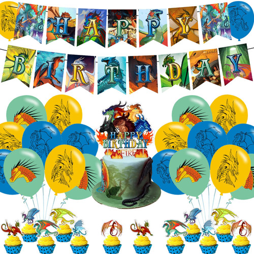 Wings of Fire Birthday Party Decoration, Wings of Fire Include Dragon Game Theme Birthday Banner, Cake Topper, Latex Balloons for Fans Birthday Party Supplies Wings of Fire Birthday Party Decoration, Wings of Fire Include Dragon Game Theme Birthday Banner, Cake Topper, Latex Balloons for Fans Birthday Party Supplies