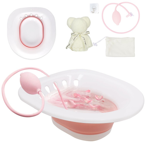 Sitz Bath for Hemorrhoids, Sitz Bath for Toilet Seat, Sits Bath Kit for Women, Foldable Sitz Bath for Postpartum Care, Designed for Perineum Soaking, Hemorrhoid, and Anal Inflammation Treatment