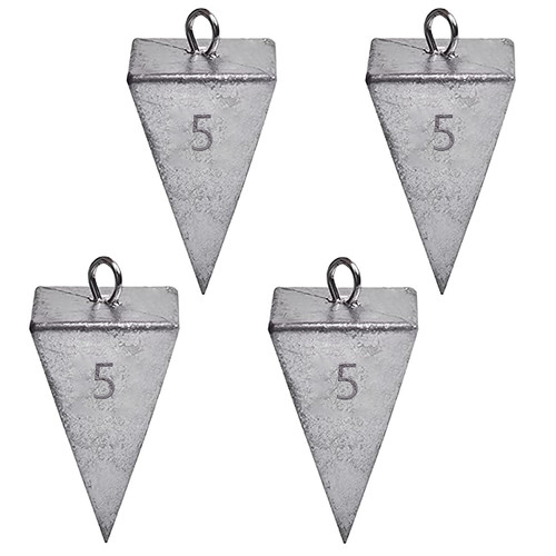 Pyramid Sinkers Fishing Weights Fishing Sinker, Saltwater Fishing Weights Sinkers for Saltwater Surf Fishing Gear Tackle 1oz 2oz 3oz (5 ounce-4pcs)
