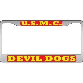 US Armed Forces Military Metal License Plate Frame - United States Marine Corps USMC Devil Dogs