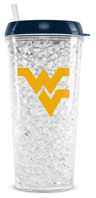 NCAA West Virginia Mountaineers 16oz Crystal Freezer Tumbler with Lid and Straw NCAA West Virginia Mountaineers 16oz Crystal Freezer Tumbler with Lid and Straw