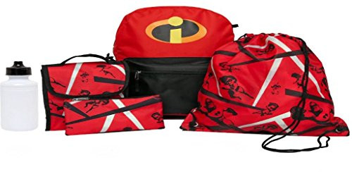 Incredibles 2 Backpack Set Cinch Sack Water Bottle Lunch Bag Tote 5 PIECE SET