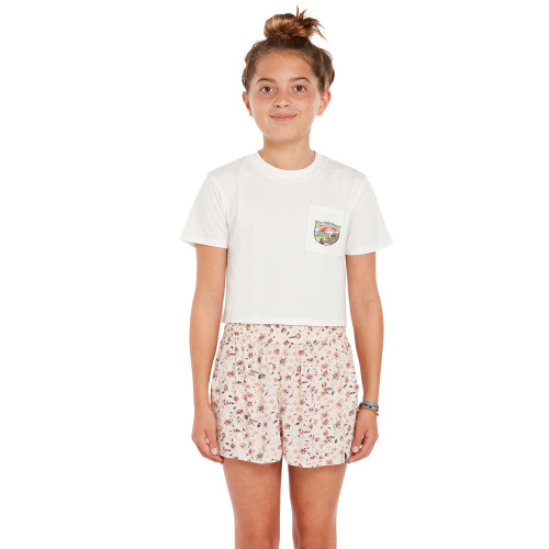Volcom Girls' Pocket Dial Short Sleeve Tee, Star White, Large