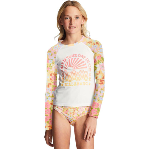 Billabong Girls' Spring Daydream Long Sleeve Rashguard Set, Golden Peach, 5