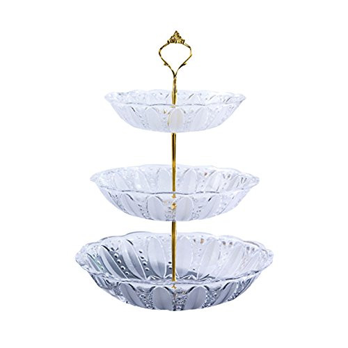3 Tier Cake Stand and Fruit Plate Cupcake Clear Plastic Stand White for Cakes Desserts Fruits Candy Buffet Stand for Wedding & Home & Birthday Party Serving Platter