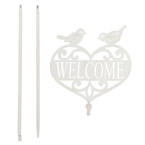 BESTOYARD 1Pc garden welcome sign Metal Art welcome lawn signs stakes garden sign stakes garden stakes decorated decorative spring outdoor signs Outdoor Yard Stake white animal iron vintage