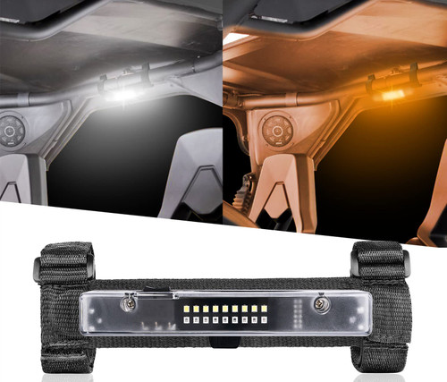 LZHOU TECH UTV Dome Light w/Switch,Battery Powered Roll Bar Mount LED Interior Light Utility Roll Cage Light Courtesy Light for ATV UTV RZR Offroad Can-Am Truck Polaris-White/Amber