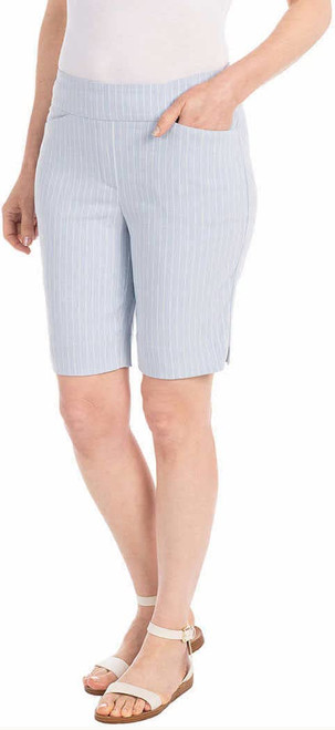 Hilary Radley Womens Midweight Mid Rise Pull On Bermuda Short (as1, Alpha, l, Regular, Regular, Light Blue Combo)