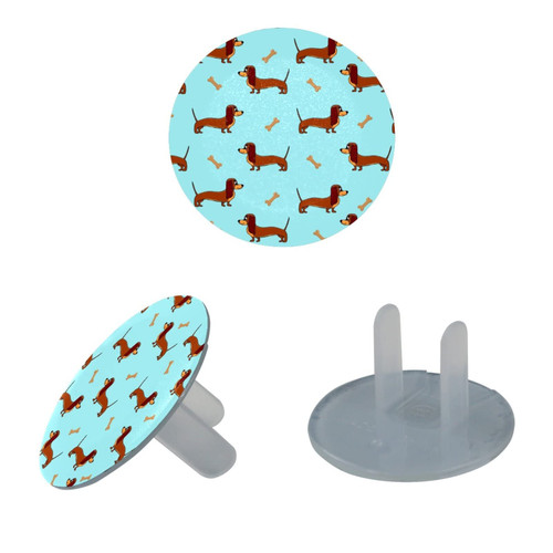 Outlet Plug Covers 24 Pack, Dachshund Dog and Bone Pattern Plug Protector, 2-Prong Round Plastic Plugs for Electrical Power Outlets, Electrical Insulation