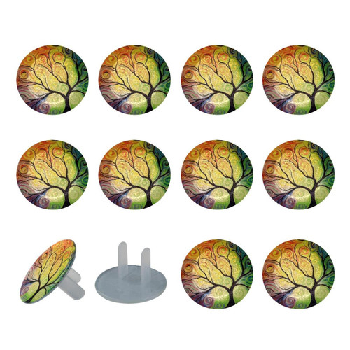 Outlet Plug Covers 24 Pack, Rainbow Tree of Life Plug Protector, 2-Prong Round Plastic Plugs for Electrical Power Outlets, Electrical Insulation
