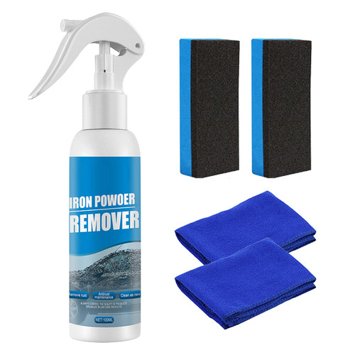 Iron Powder Remover, Car Rust Removal Spray 100ml, Car Rust Remover Spray Metal Surface Chrome Paint Car Cleaning, Iron Powder Remover for Car (1 Pc 100 Ml)