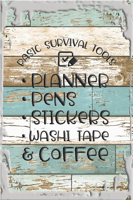 Basic survival tools planner pen stickers washi tape coffee funny White Wall Art Decor Funny Gift