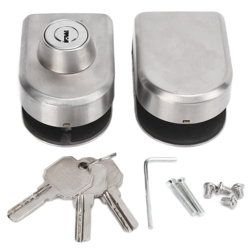 Frameless Glass Lock, Polished Stainless Steel Door Security Lock for Family Home for Apartment