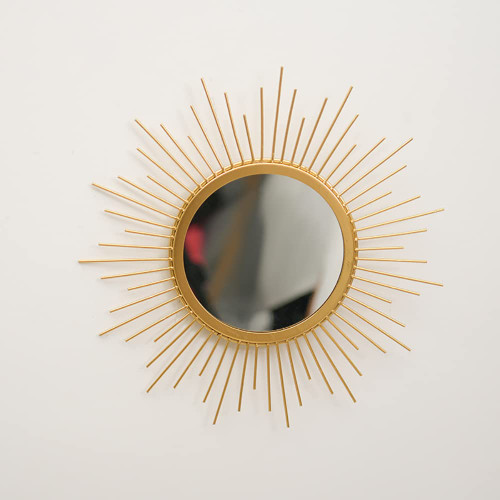 KKTAPOS Gold Mirrors for Wall - Metal Sunburst Wall Mirror Room Decor & Home Decor, Boho Mirror Wall Decor Gifts for Women & Moms (Small, Sun)