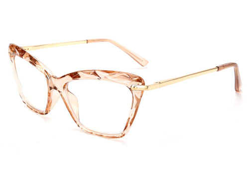 FEISEDY Crystal Cat Eye Reading Glasses Blue Light Blocking Reader Anti Eyestrain Glasses B2596 Champagne 1.50x