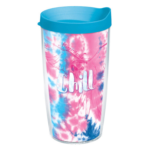 Tervis Made in USA Double Walled Margaritaville Tie Dye Chill Insulated Tumbler Cup Keeps Drinks Cold & Hot, 16oz, Clear