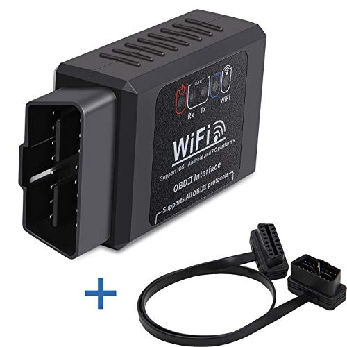 Car WiFi OBD2 Scanner OBDII Code Reader Scan Tool Powertiger Scanner Adapter Check Engine Light Diagnostic Tool for iOS Android Windows with OBD 2 Extension Cable